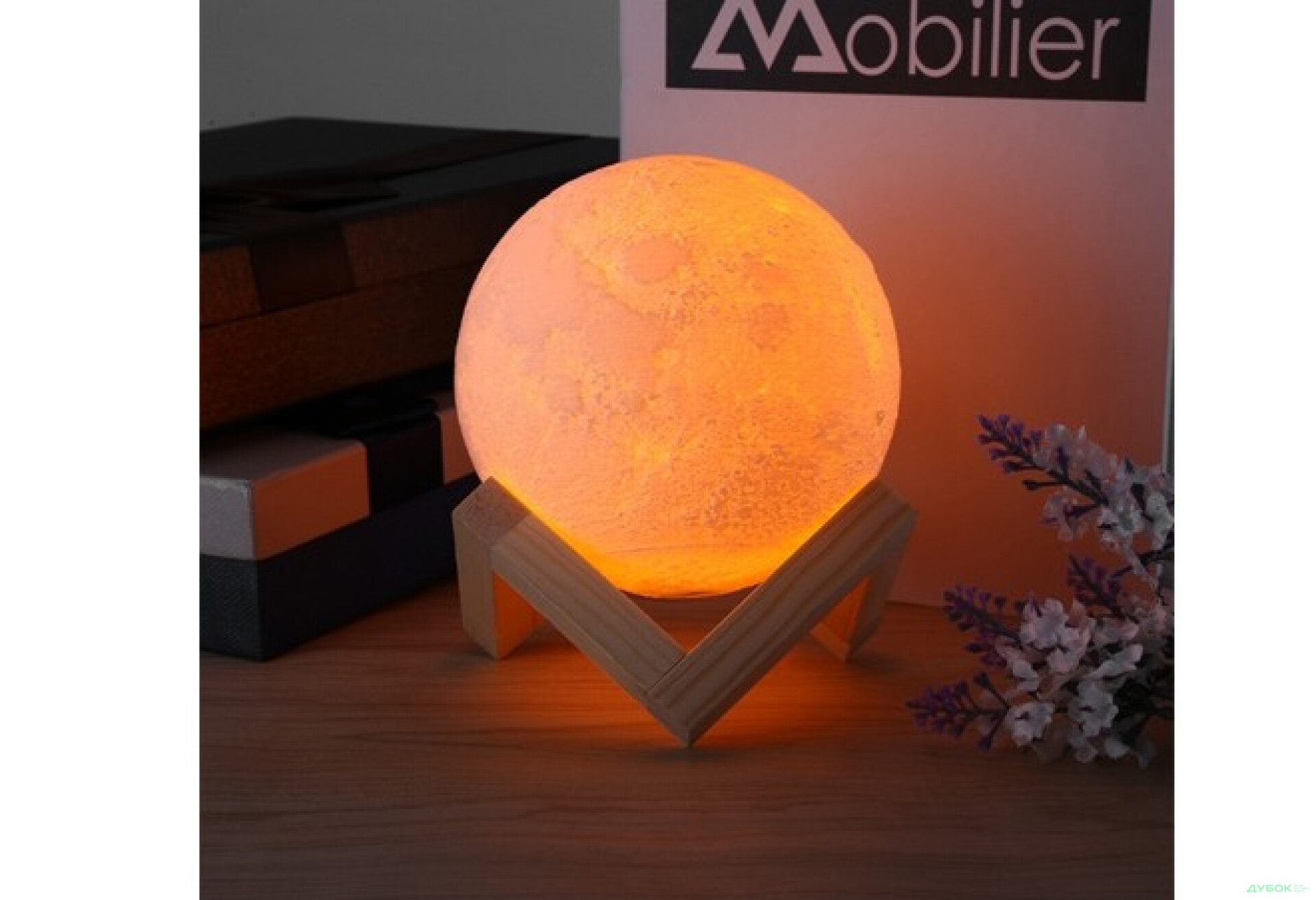 Фото 4 - Нічний світильник Лампа 3D Луна дотик К201 Happy light