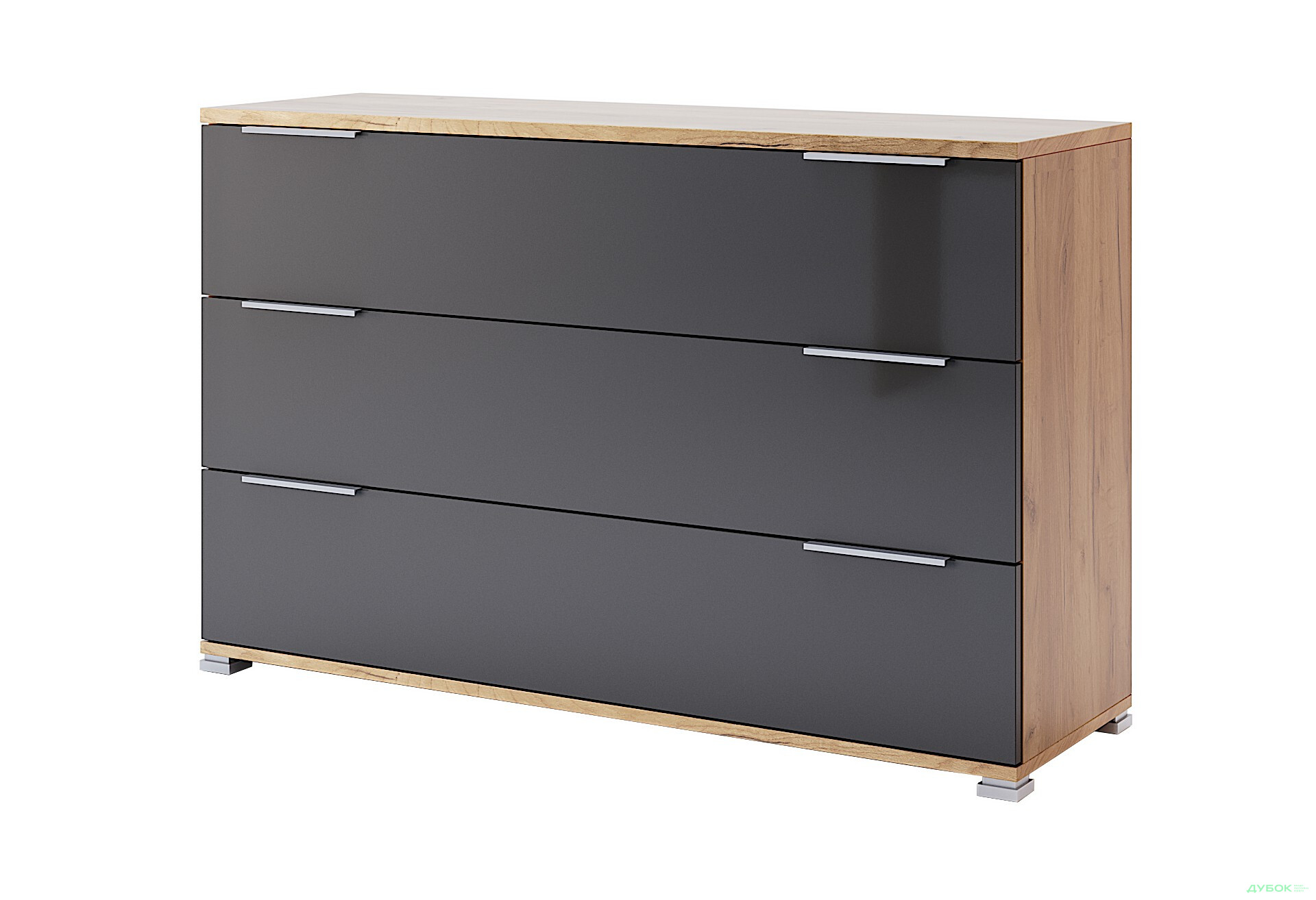 Комод MiroMark Рамона з 3 шухлядами 101 см Дуб крафт/Лава - Зображення 1 Зображення 1 - Комод MiroMark Рамона з 3 шухлядами 101 см Дуб крафт/Лава