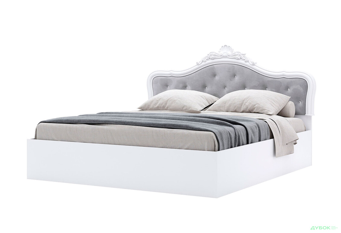 Ліжко MiroMark Луїза 160х200 см підйомне з короною, біле
