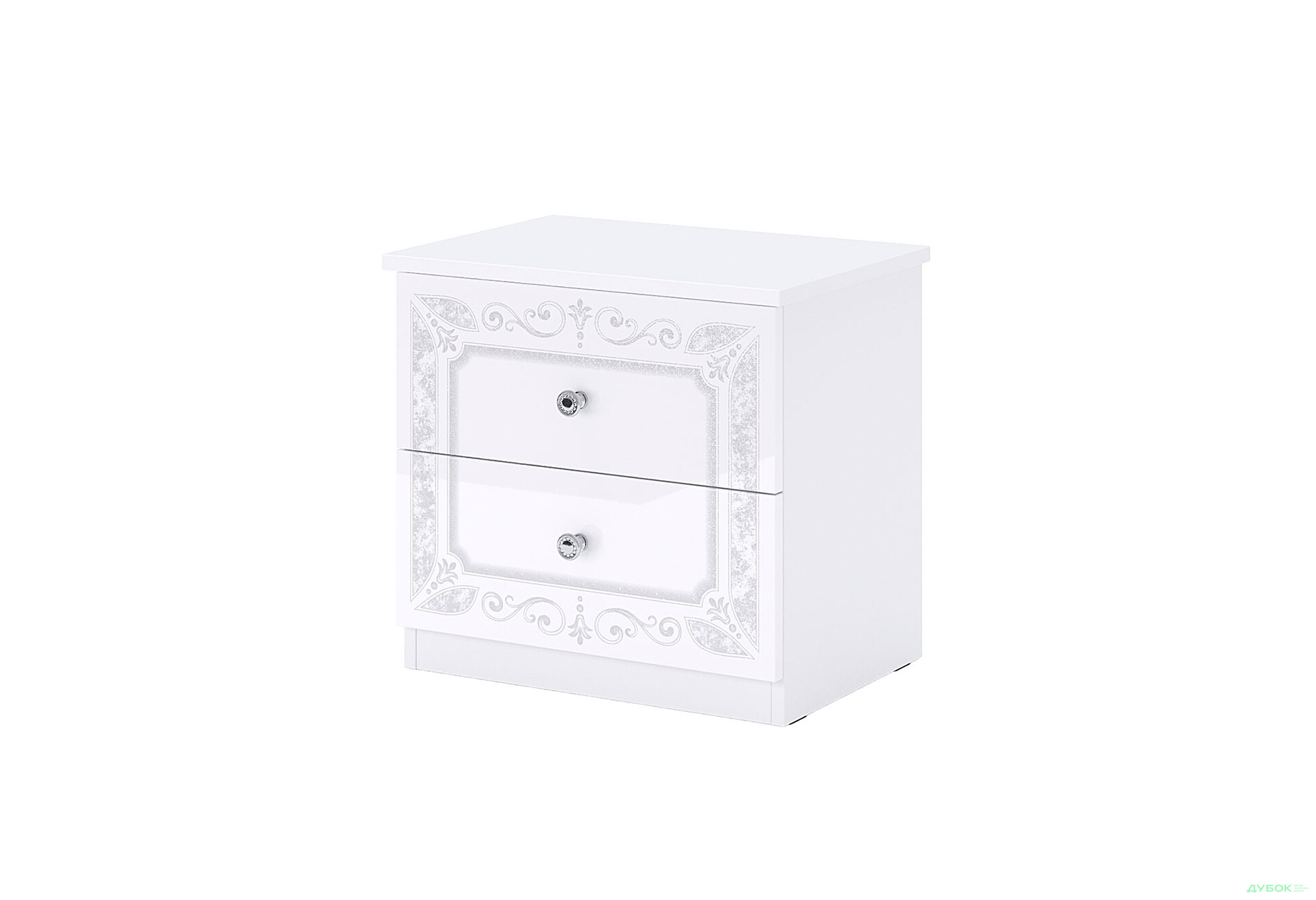Тумба приліжкова MiroMark Луїза з 2 шухлядами 51 см Біла - Зображення 1 Зображення 1 - Тумба приліжкова MiroMark Луїза з 2 шухлядами 51 см Біла