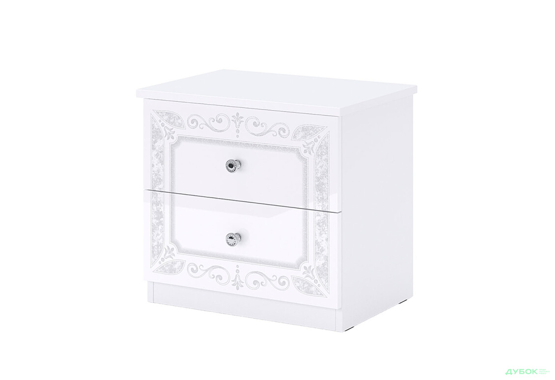 Тумба приліжкова MiroMark Луїза з 2 шухлядами 51 см Біла - Зображення 1 Зображення 1 - Тумба приліжкова MiroMark Луїза з 2 шухлядами 51 см Біла