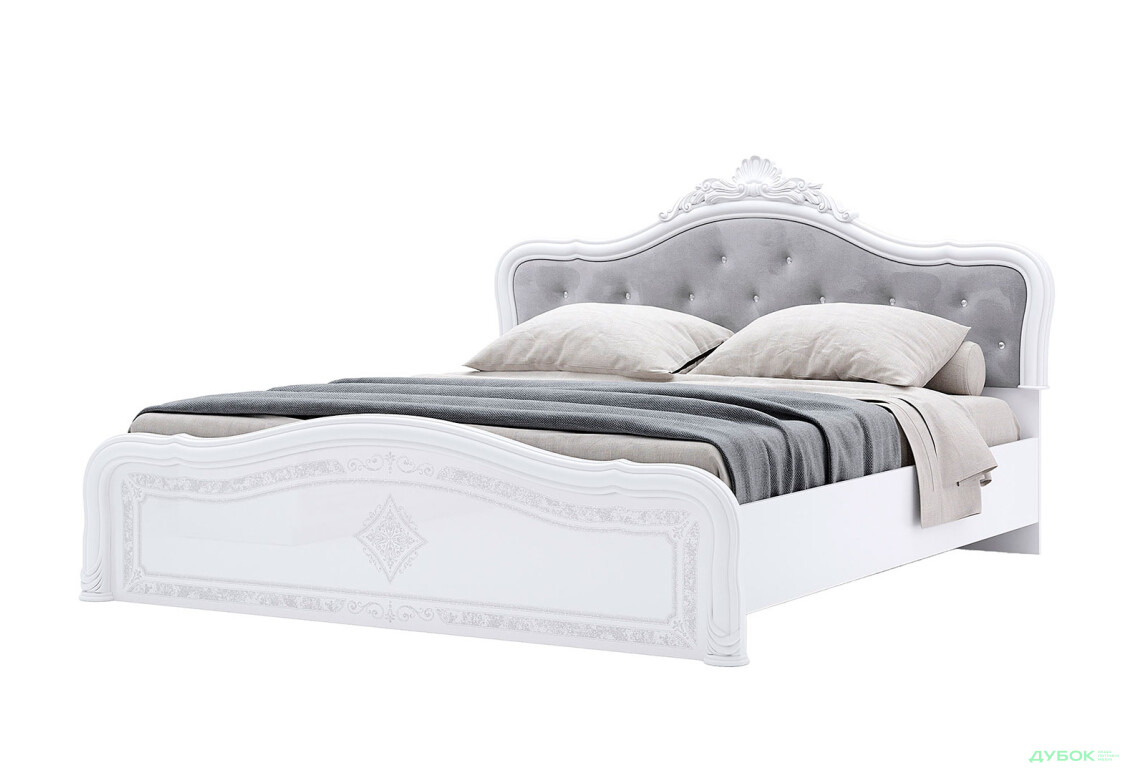 Ліжко MiroMark Луїза (без вкладу) Люкс 160х200 см з короною, біле