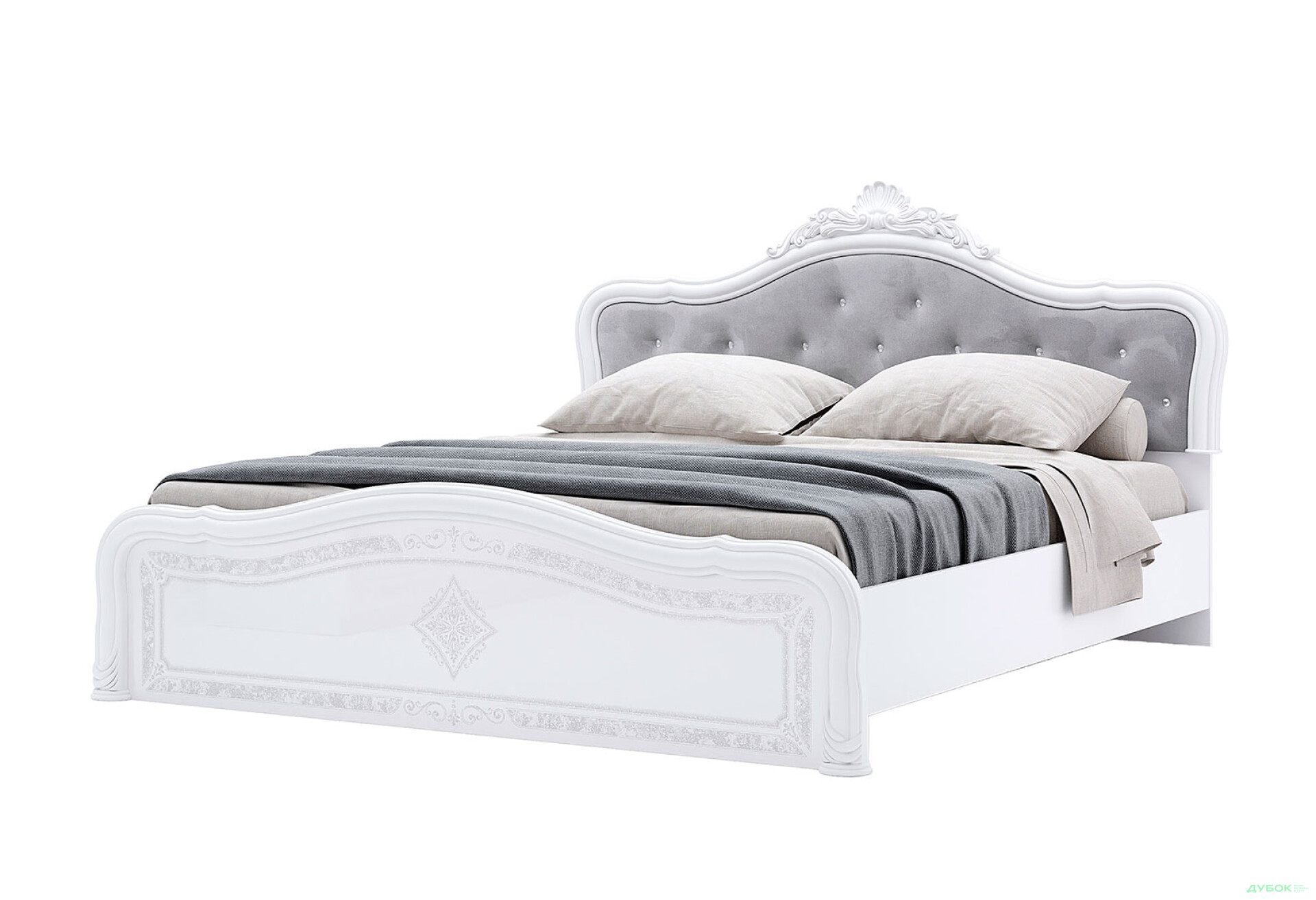 Фото 1 - Ліжко MiroMark Луїза Люкс (без вкладу) 180х200 см з короною, біле