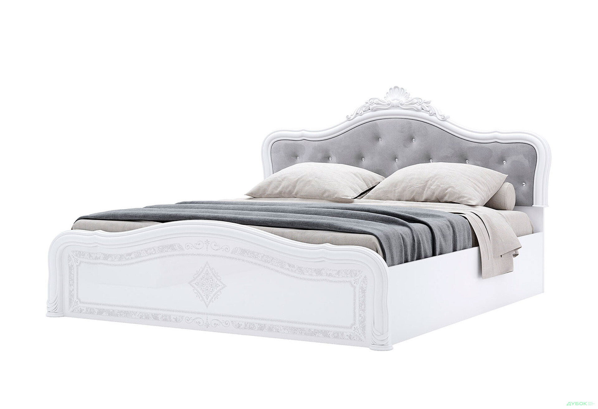Фото 1 - Кровать MiroMark Луиза Люкс 160х200 см подъемное с короной, белая