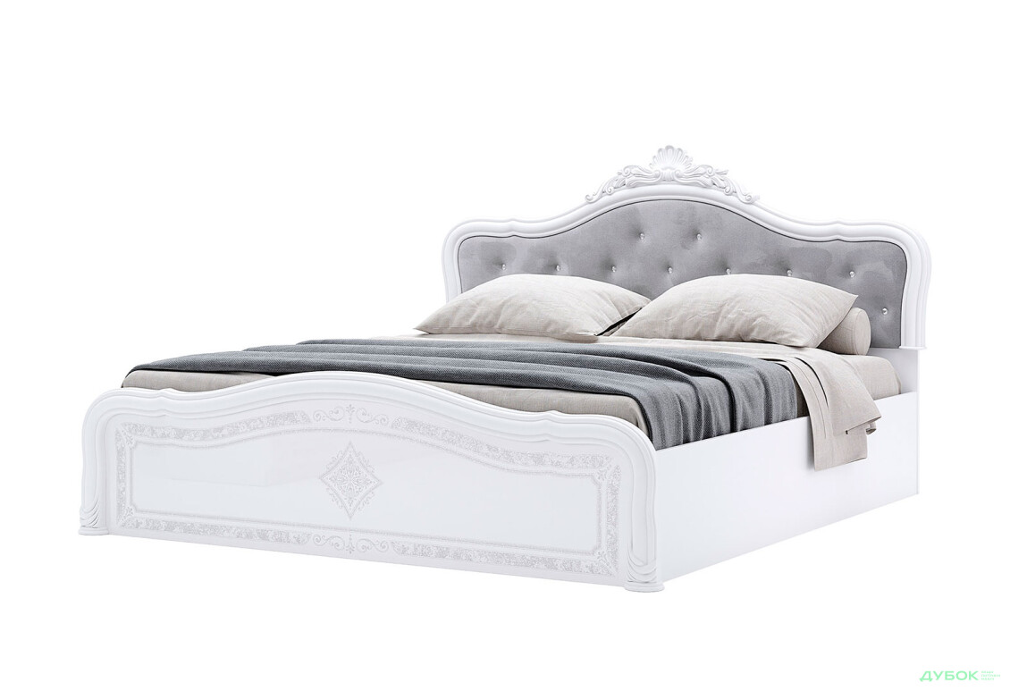 Ліжко MiroMark Луїза Люкс 160х200 см підйомне з короною, біле