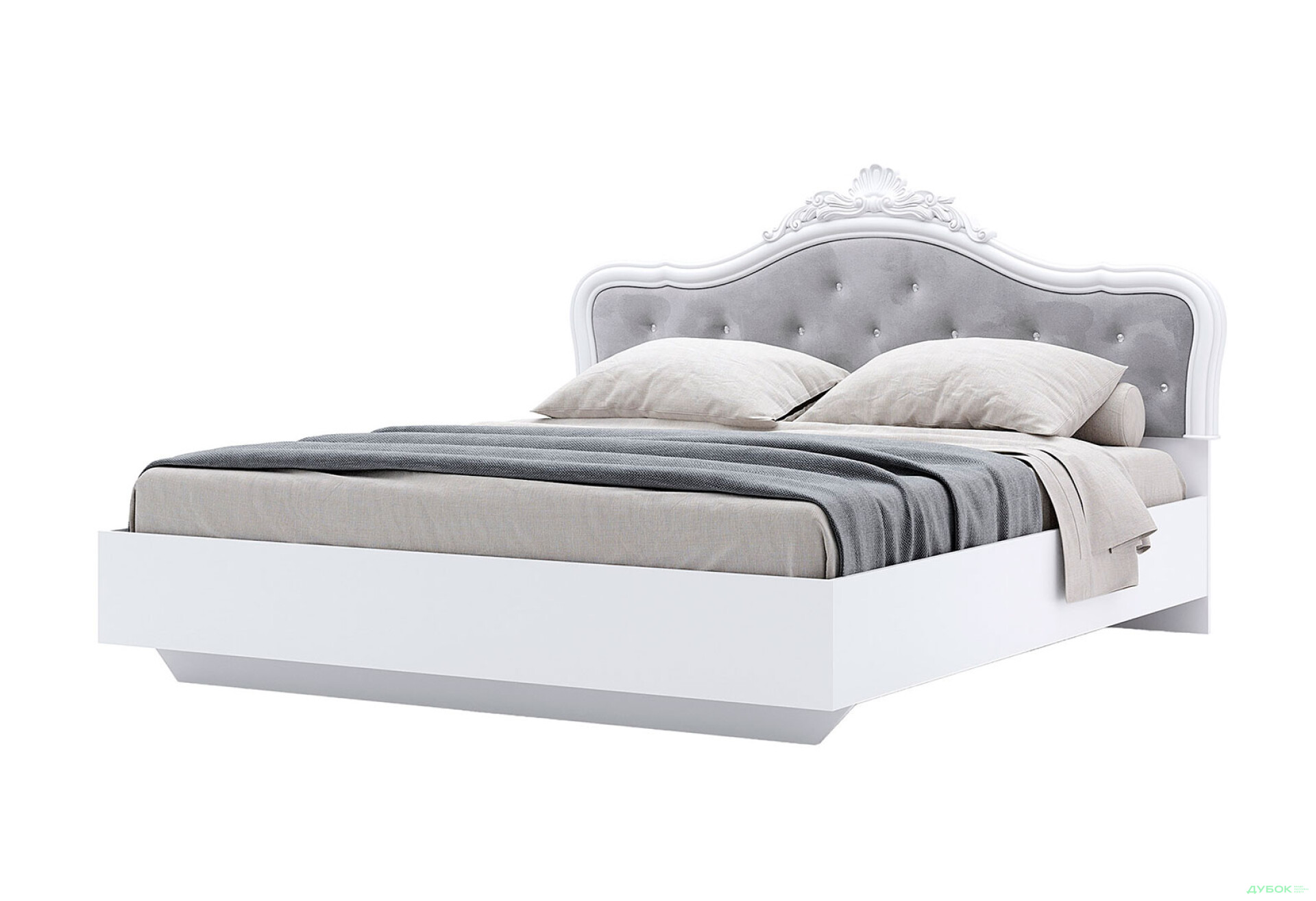Фото 1 - Ліжко MiroMark Луїза (без вкладу) 160х200 см з короною, біле