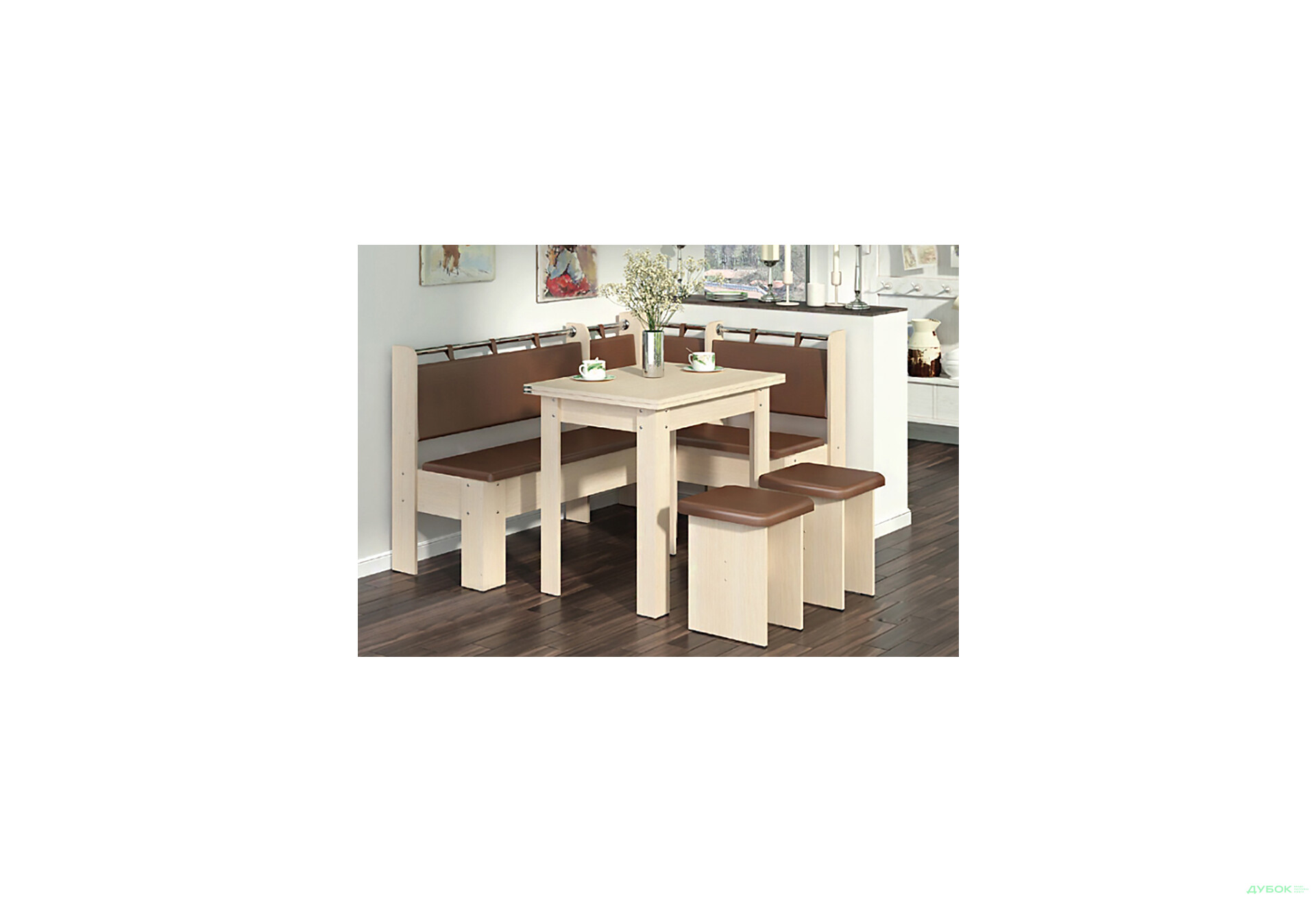 Зображення 7 - Кухонний куточок Гетьман (куток Гетьман + Розкл. стіл №3 + табурет №3 / 2шт) Пехотін