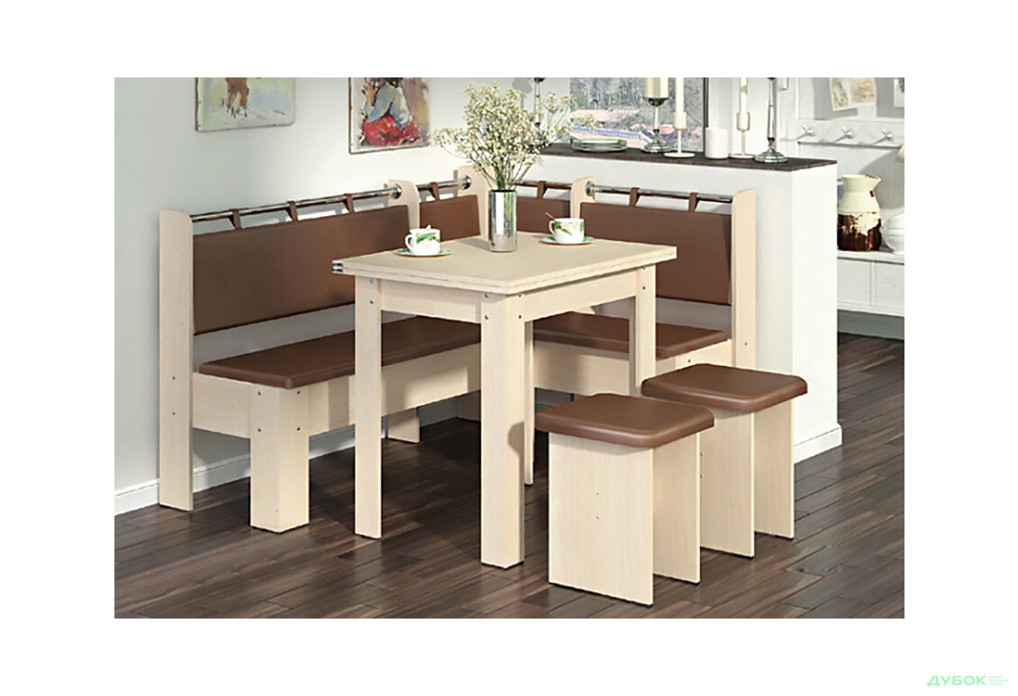 Зображення 7 - Кухонний куточок Гетьман (куток Гетьман + Розкл. стіл №3 + табурет №3 / 2шт) Пехотін