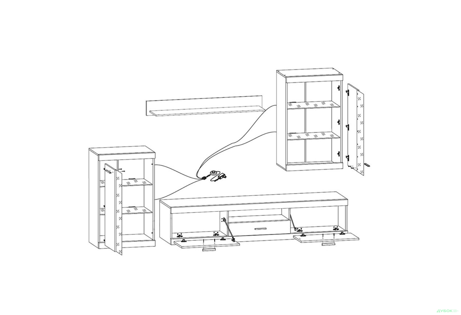 Комплект стінка з вітриною ВМК Кетлін 255 см Білий/Бетон - Зображення 3 Зображення 3 - Комплект стінка з вітриною ВМК Кетлін 255 см Білий/Бетон