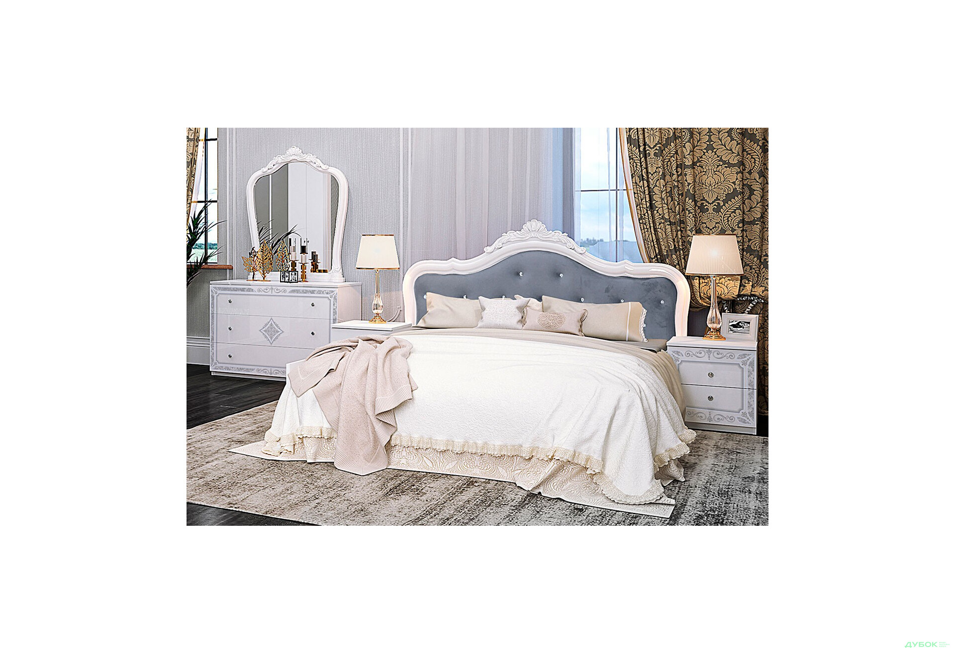 Спальня MiroMark Луїза з шафою 6D, 160 см - Зображення 2 Зображення 2 - Спальня MiroMark Луїза з шафою 6D, 160 см