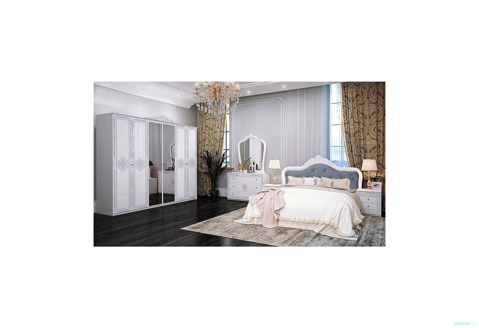 Спальня MiroMark Луїза з шафою 6D, 160 см - Зображення 1 Зображення 1 - Спальня MiroMark Луїза з шафою 6D, 160 см