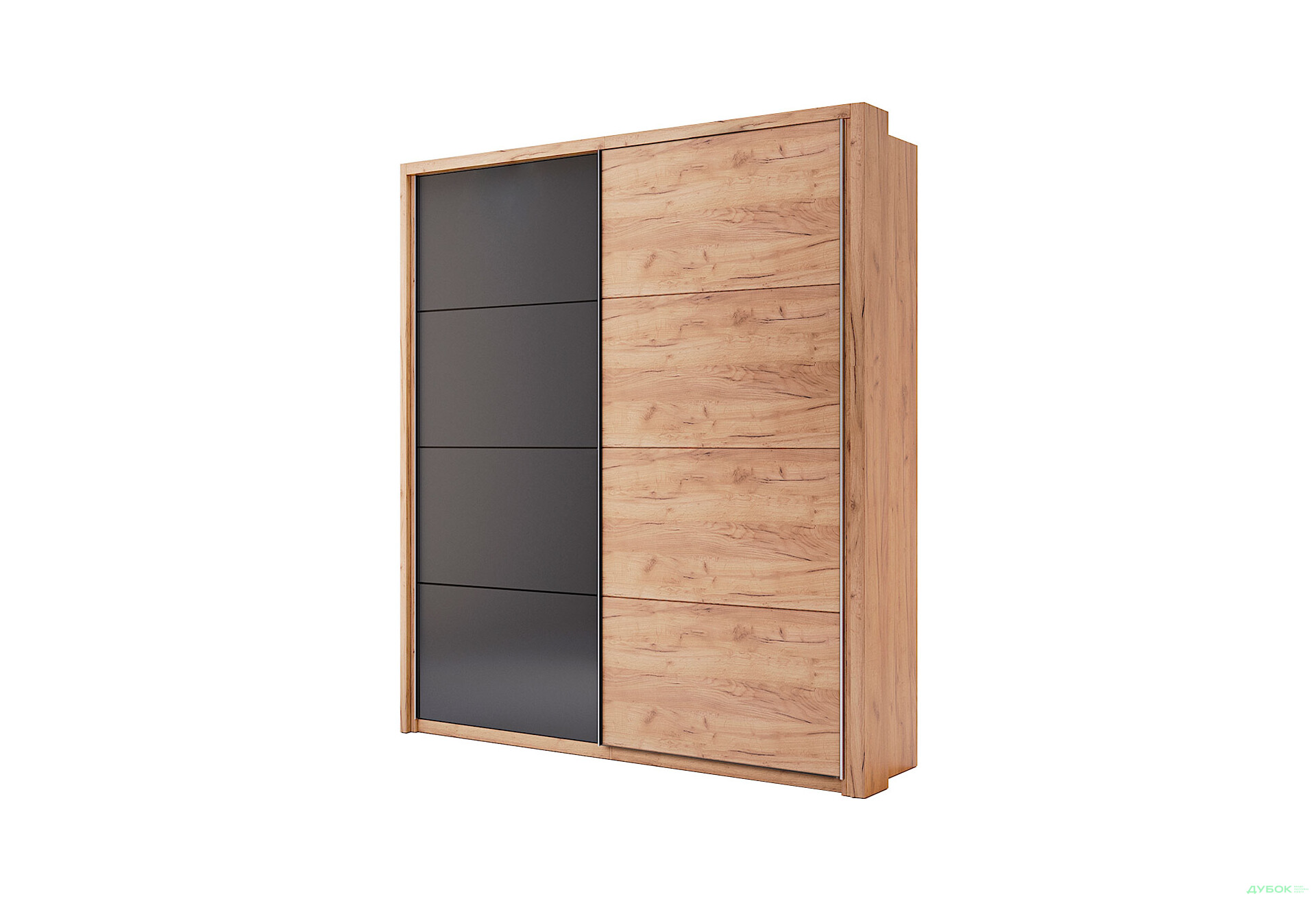 Зображення 1 - Шафа-купе MiroMark Луна 2-дверна з карнизом та підсвіткою 200 см Лава/Дуб Крафт