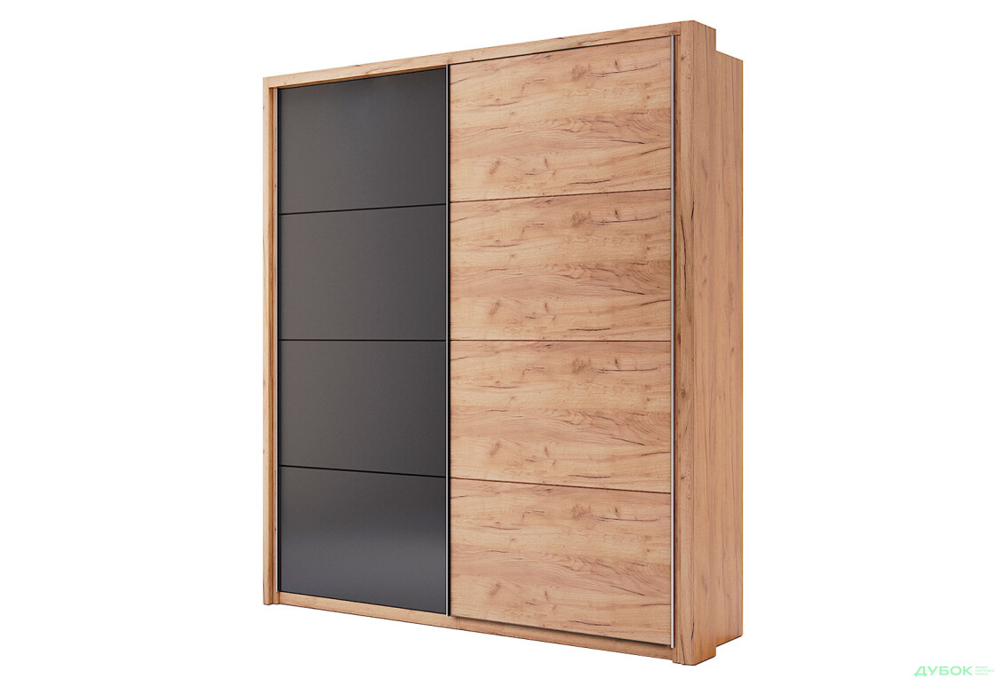 Шафа-купе MiroMark Луна 2-дверна з карнизом та підсвіткою 200 см Лава/Дуб Крафт