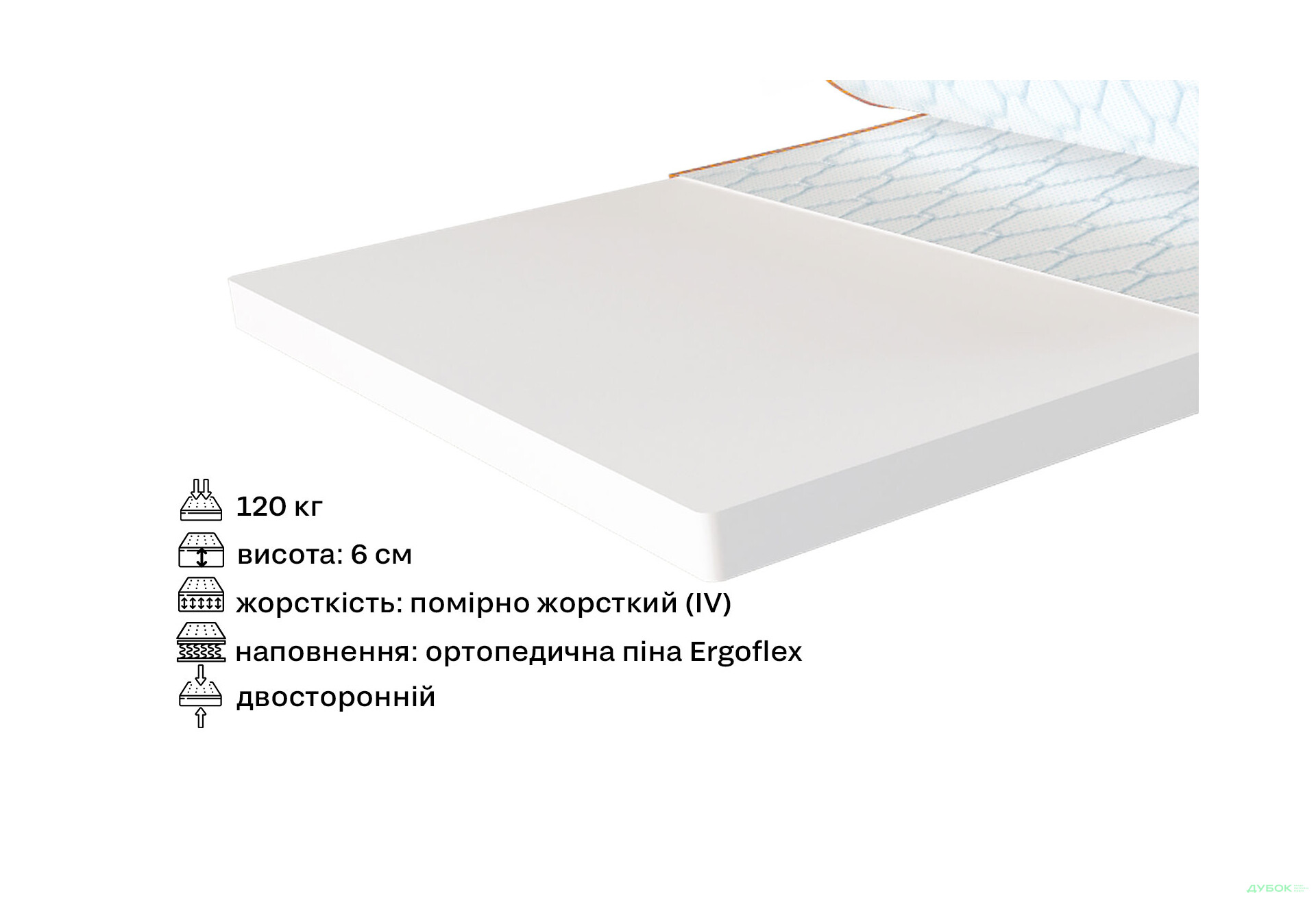 Фото 2 - Матрац Sleep&Fly mini топпер Flex Mini / Флекс Міні (чохол з жаккарду) ЕММ