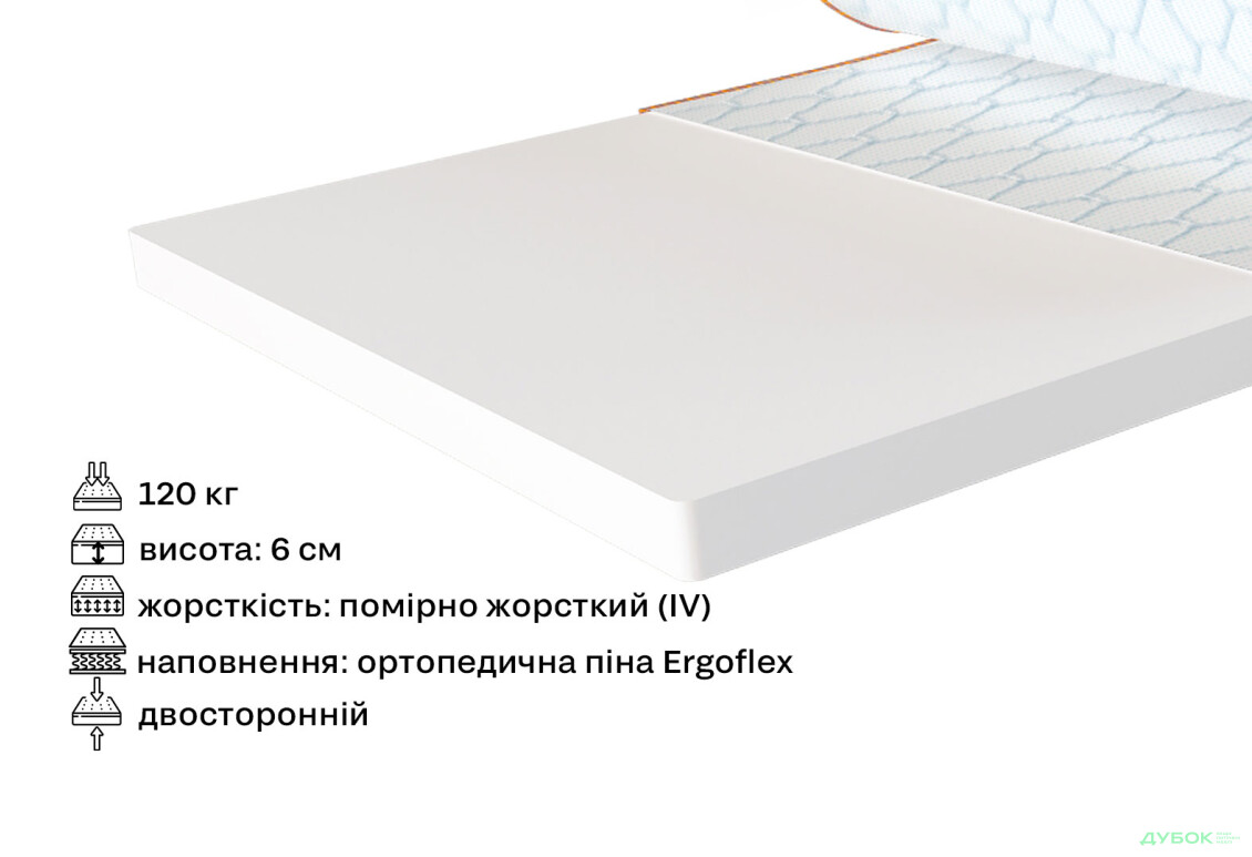 Зображення 2 - Матрац Sleep&Fly mini топпер Flex Mini / Флекс Міні (чохол з жаккарду) ЕММ