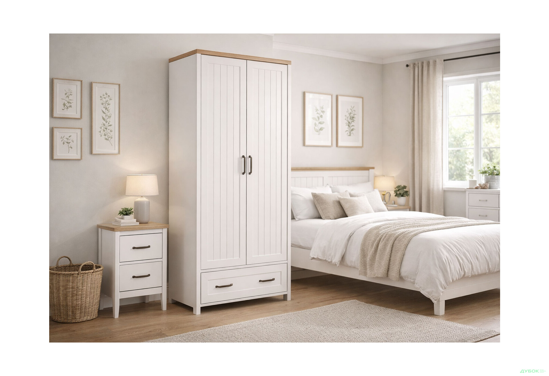 Зображення 2 - Шафа VMV holding Верне 2-дверна з шухлядою 89 см Білий/Дуб кам'яний