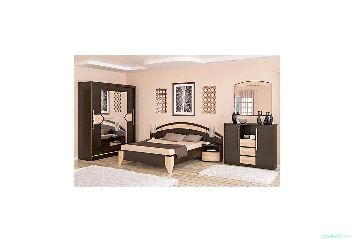 Спальня Аляска Комплект з шафою-купе 2Д + комод 3Ш2Д Мебель Сервіс