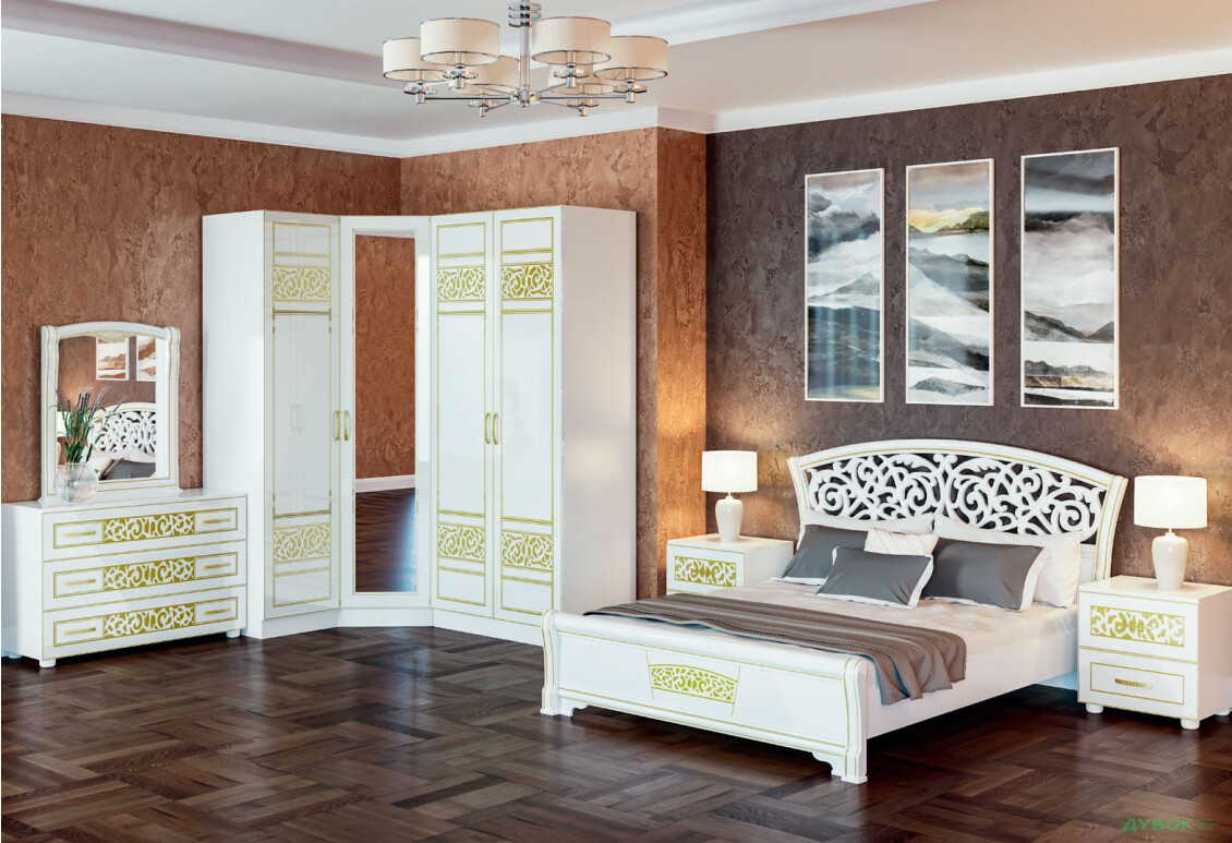 Спальня Поліна Нова NEW Комплект 4Д (з кутовою шафою) Світ Меблів