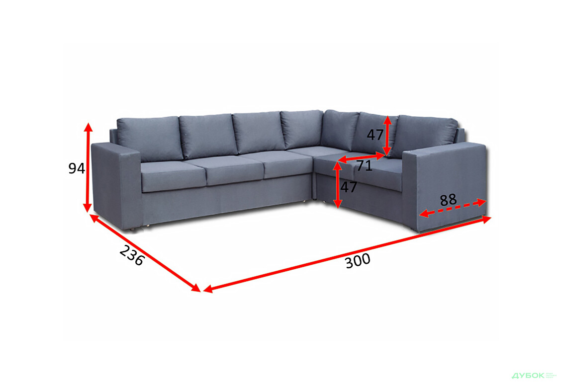 Изображение 5 - Мягкий уголок Вика Чикаго 32-А (узкие быльца) 300x236 см