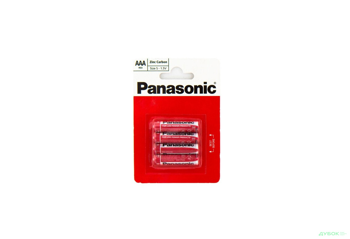 Батарейка Panasonic RED ZINK R03 BLI 4 ZINK-CARBON Panasonic