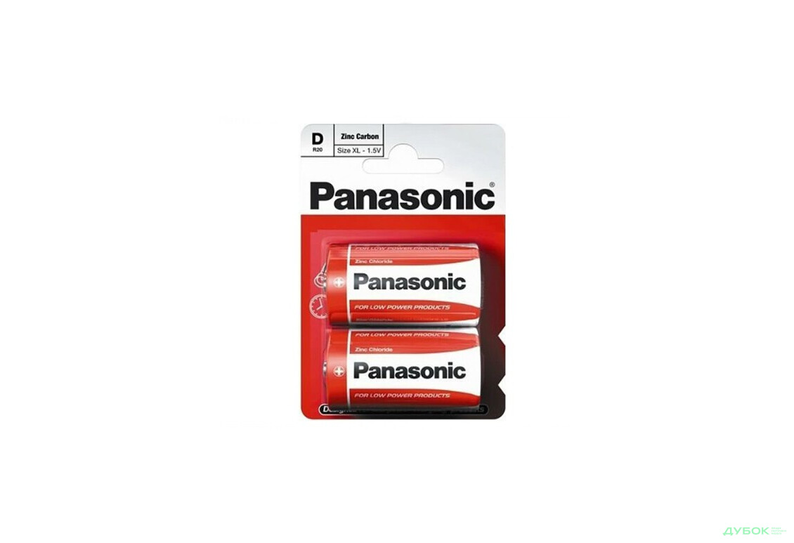 Батарейка Panasonic RED ZINK R20 BLI 2 ZINK-CARBON Panasonic