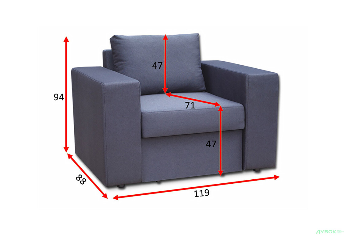 Изображение 5 - Кресло Вика Чикаго B (широкие быльца) 119x88 см