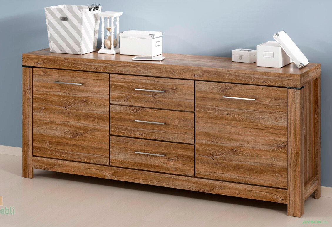 Комод ВМК Герман 2-дверний з 3 шухлядами 200 см Дуб стірлінг - Зображення 2 Зображення 2 - Комод ВМК Герман 2-дверний з 3 шухлядами 200 см Дуб стірлінг