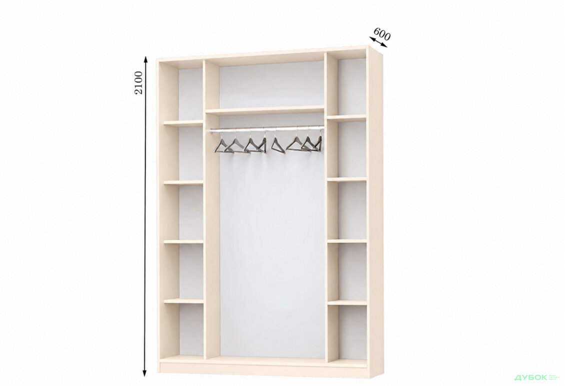 Корпус Комби 1500х600 Шкаф-купе 2D 1500