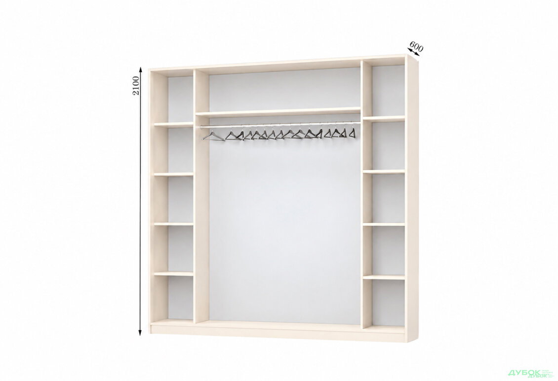 Корпус Комби 2100х600 Шкаф-купе 3D 2100