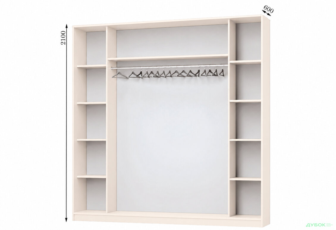 Корпус Комби 2200х600 Шкаф-купе 3D 2200