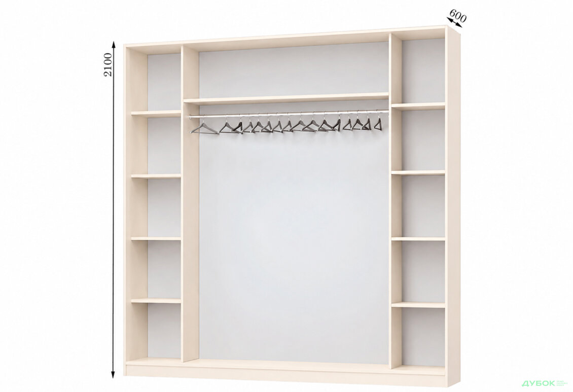 Корпус Комби 2400х600 Шкаф-купе 3D 2400