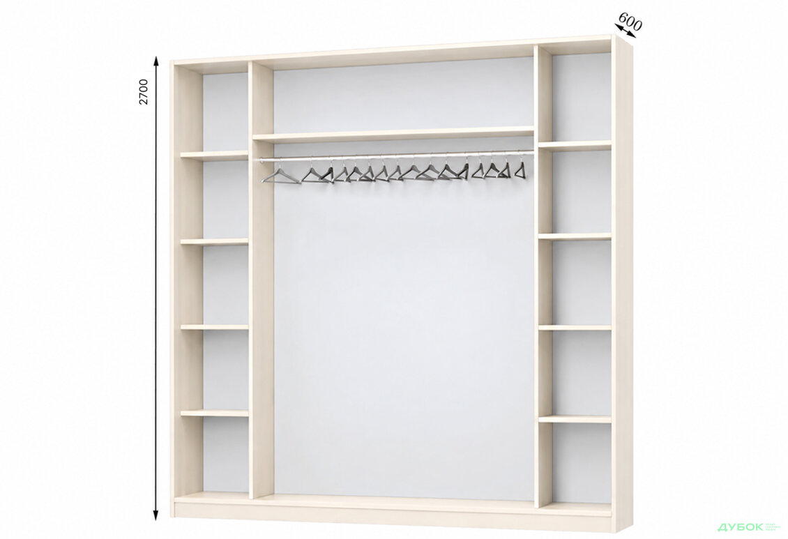 Корпус Комбі 2700х600 Шафа-купе 3D 2700
