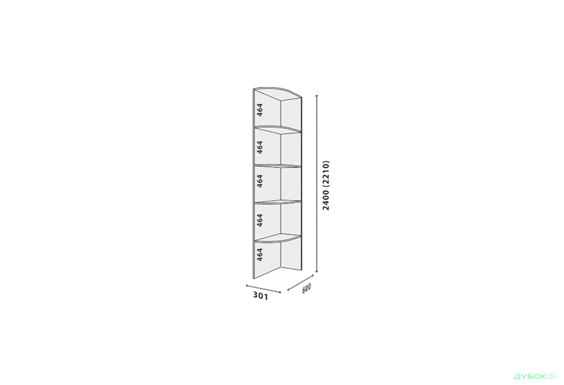 Зображення 2 - Кут 600 Шафа-купе 2Д 0.9 м VIP-master