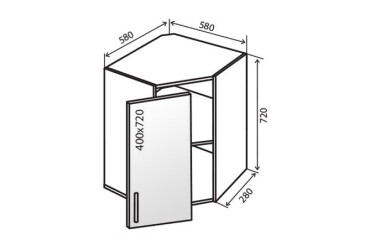 В14 Тумба угловая 1Д витрина МоДа Мат Люкс / MoDa Matt Luxe Вип-Мастер