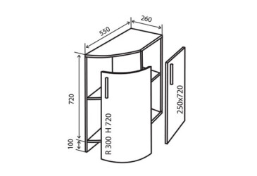 Н37R+ Тумба радиусная УНИ МоДа Мат Люкс / MoDa Matt Luxe Вип-Мастер