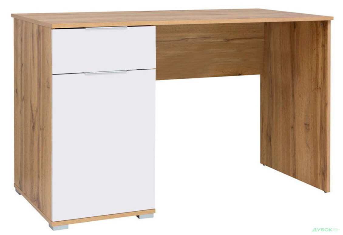 Стол письменный ВМК Злата 120x60 см с тумбой и ящиком, дуб тахо/белый - Изображение 2 Изображение 2 - Стол письменный ВМК Злата 120x60 см с тумбой и ящиком, дуб тахо/белый
