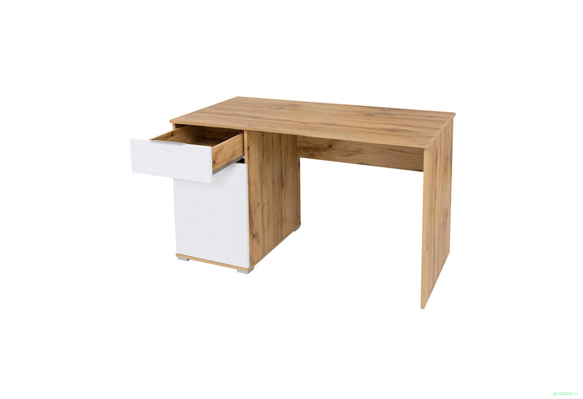 Стол письменный ВМК Злата 120x60 см с тумбой и ящиком, дуб тахо/белый - Изображение 3 Изображение 3 - Стол письменный ВМК Злата 120x60 см с тумбой и ящиком, дуб тахо/белый