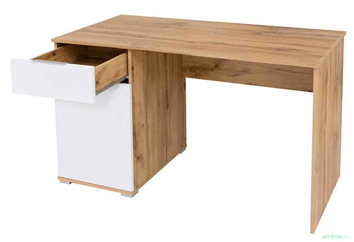 Фото 3 - Стол письменный ВМК Злата 120x60 см с тумбой и ящиком, дуб тахо/белый