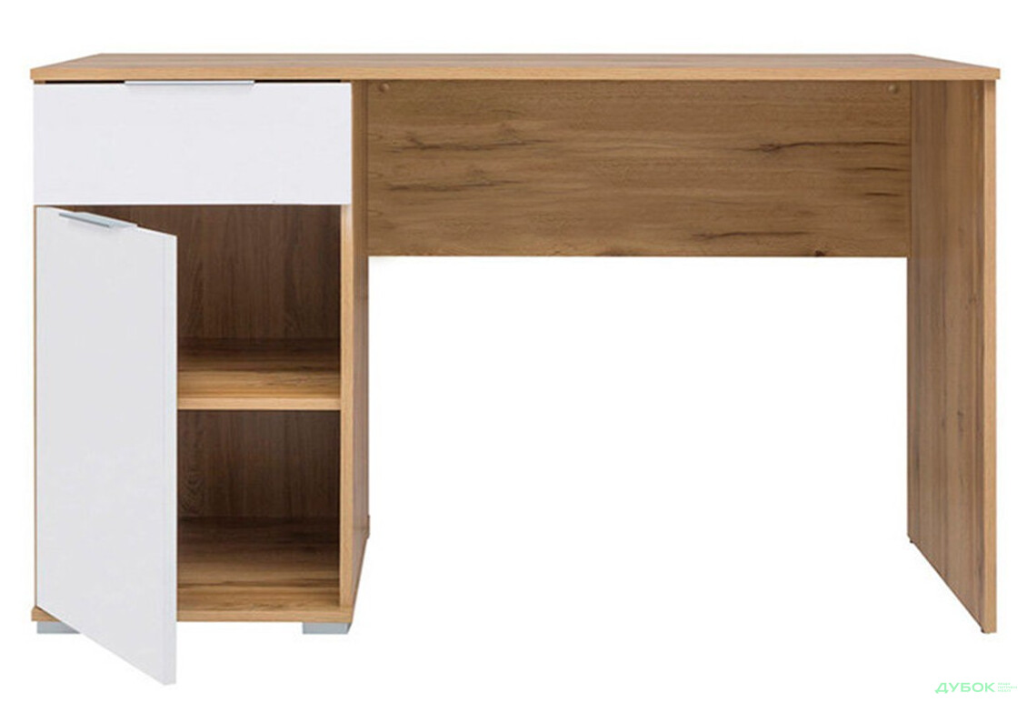 Стол письменный ВМК Злата 120x60 см с тумбой и ящиком, дуб тахо/белый - Изображение 4 Изображение 4 - Стол письменный ВМК Злата 120x60 см с тумбой и ящиком, дуб тахо/белый