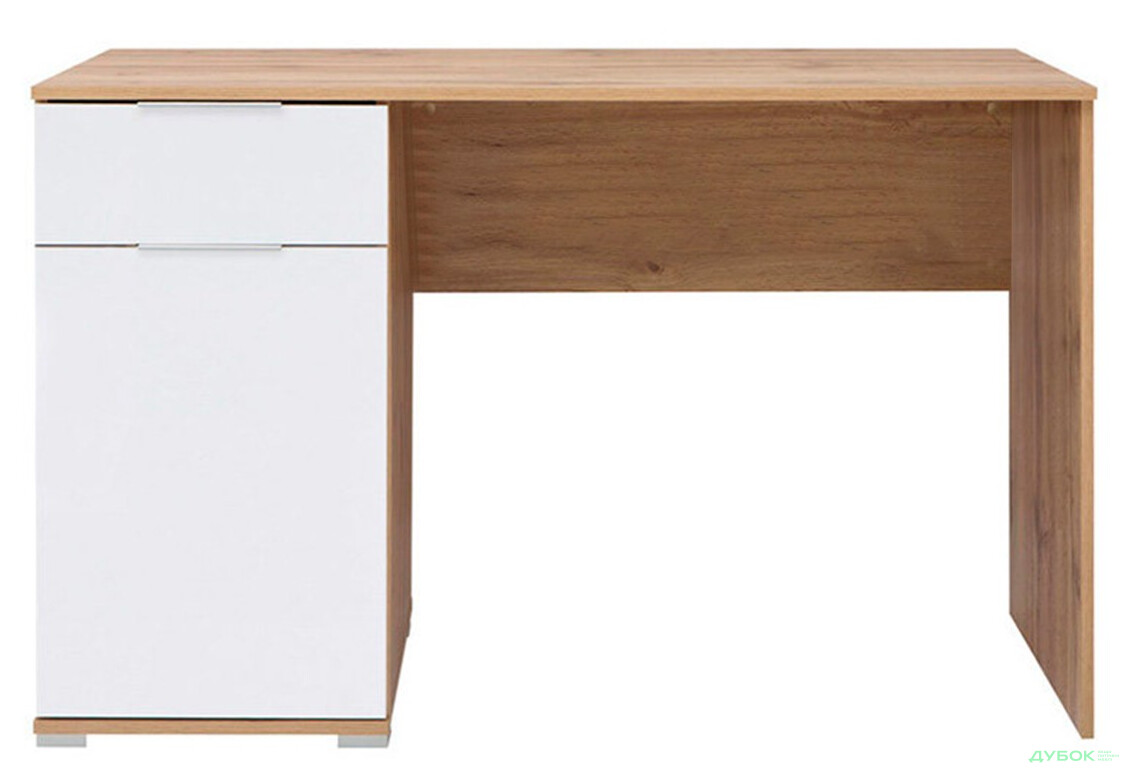 Стол письменный ВМК Злата 120x60 см с тумбой и ящиком, дуб тахо/белый - Изображение 1 Изображение 1 - Стол письменный ВМК Злата 120x60 см с тумбой и ящиком, дуб тахо/белый