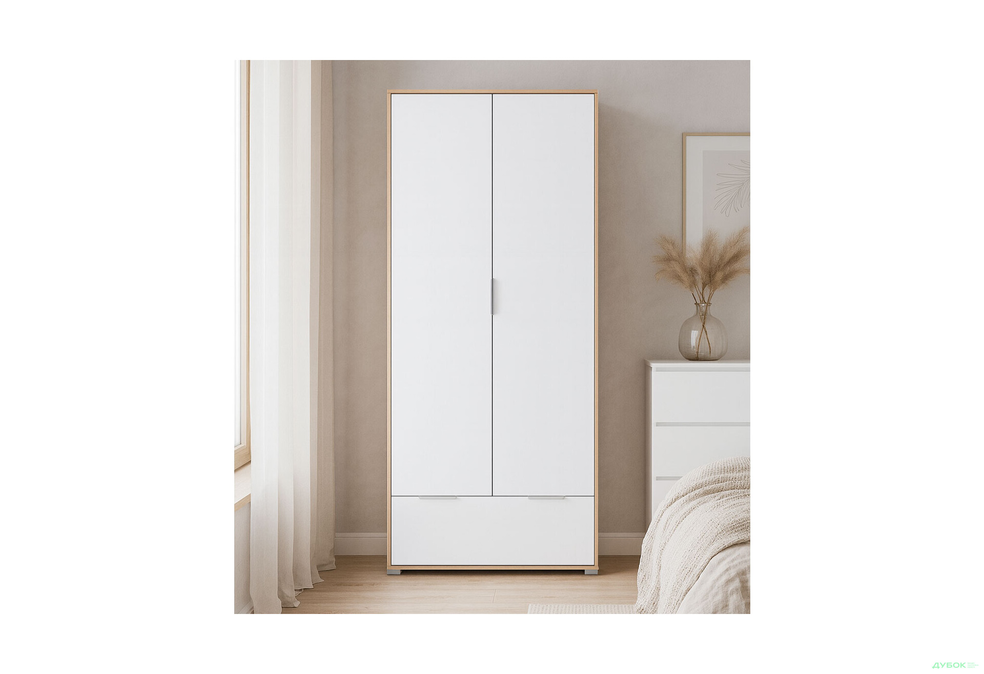 Зображення 7 - Шафа ВМК Злата 2-дверна 90 см Дуб тахо/Білий