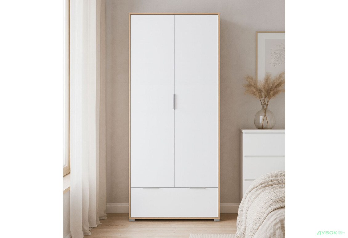 Зображення 7 - Шафа ВМК Злата 2-дверна 90 см Дуб тахо/Білий