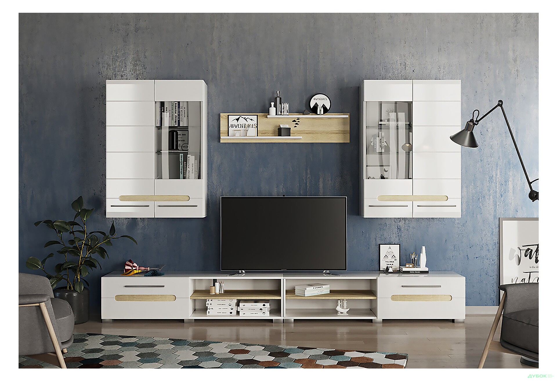 Зображення 1 - Стінка Світ Меблів Бянко 280 см Білий/Дуб сонома