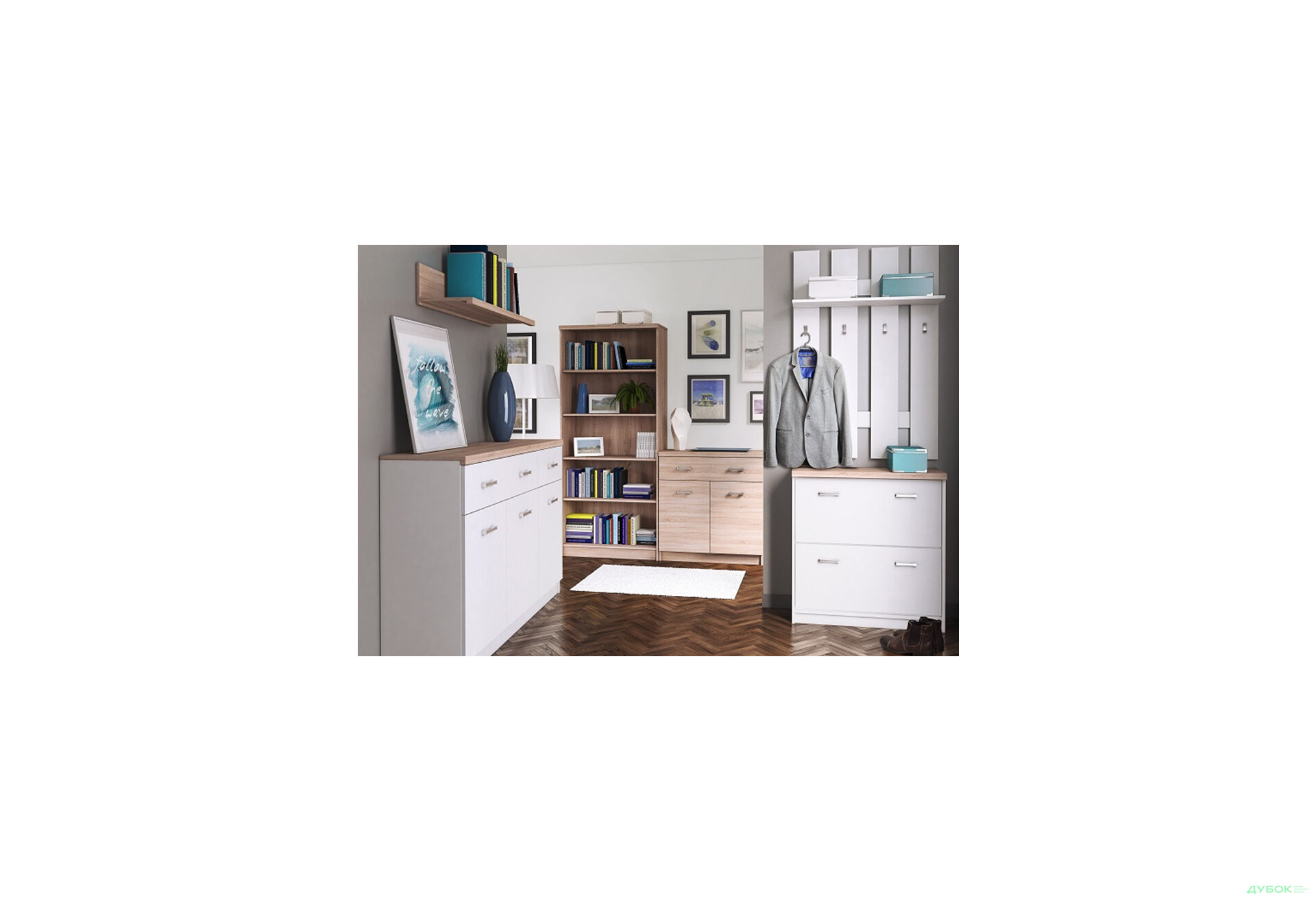 Модульна система Топ-мікс Білий / Дуб сонома VMV holding - Зображення 2 Зображення 2 - Модульна система Топ-мікс Білий / Дуб сонома VMV holding