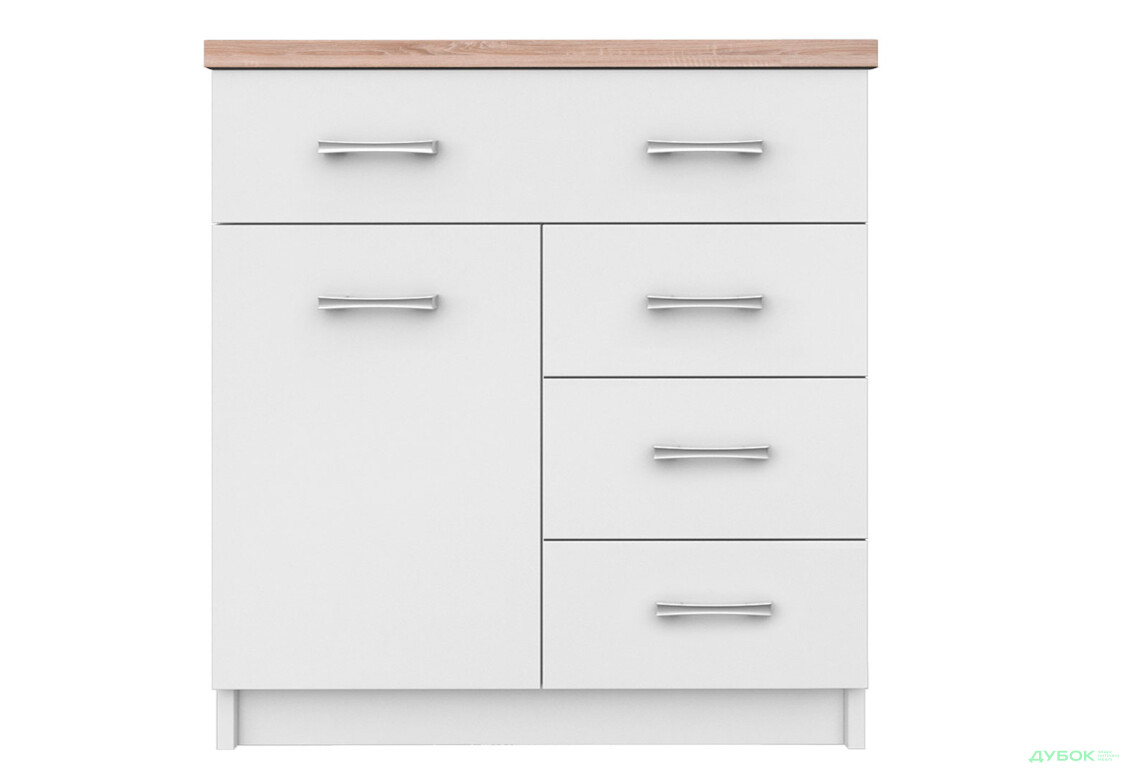 Комод VMV holding Топ-мікс 1-дверний з 4 шухлядами 80 см Білий - Зображення 1 Зображення 1 - Комод VMV holding Топ-мікс 1-дверний з 4 шухлядами 80 см Білий