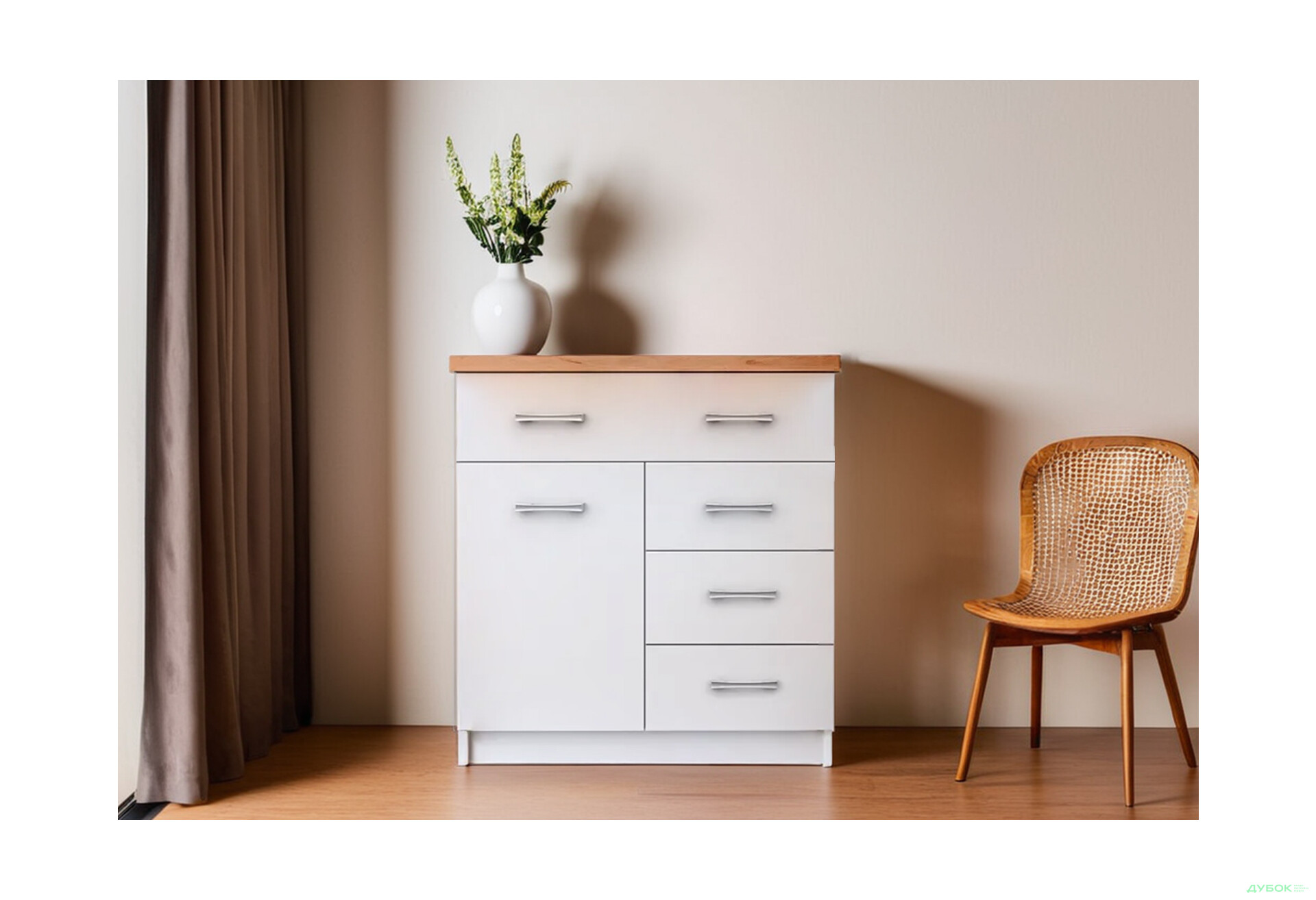 Комод VMV holding Топ-мікс 1-дверний з 4 шухлядами 80 см Білий - Зображення 2 Зображення 2 - Комод VMV holding Топ-мікс 1-дверний з 4 шухлядами 80 см Білий