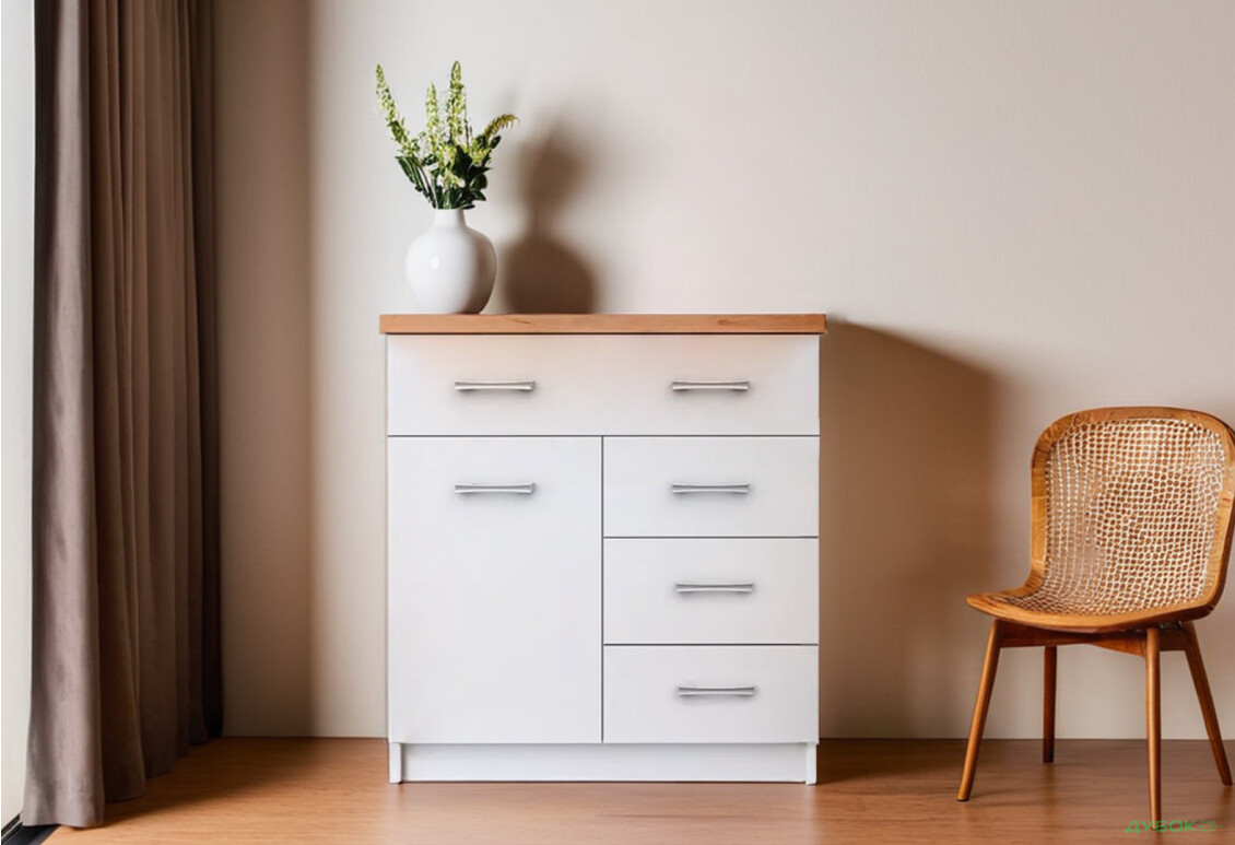 Комод VMV holding Топ-мікс 1-дверний з 4 шухлядами 80 см Білий - Зображення 2 Зображення 2 - Комод VMV holding Топ-мікс 1-дверний з 4 шухлядами 80 см Білий