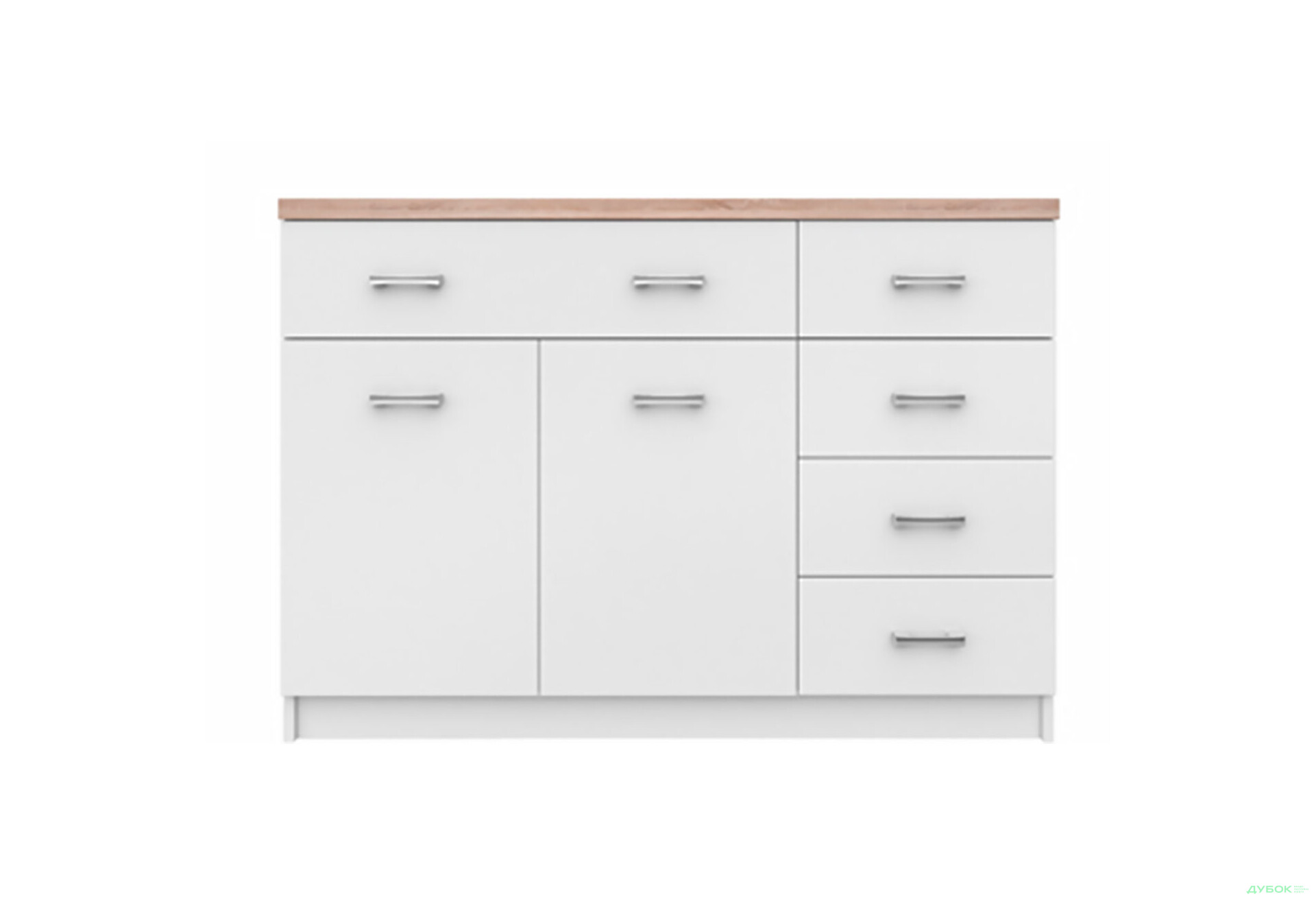 Комод VMV holding Топ-мікс 2-дверний з 5 шухлядами 120 см Білий - Зображення 1 Зображення 1 - Комод VMV holding Топ-мікс 2-дверний з 5 шухлядами 120 см Білий