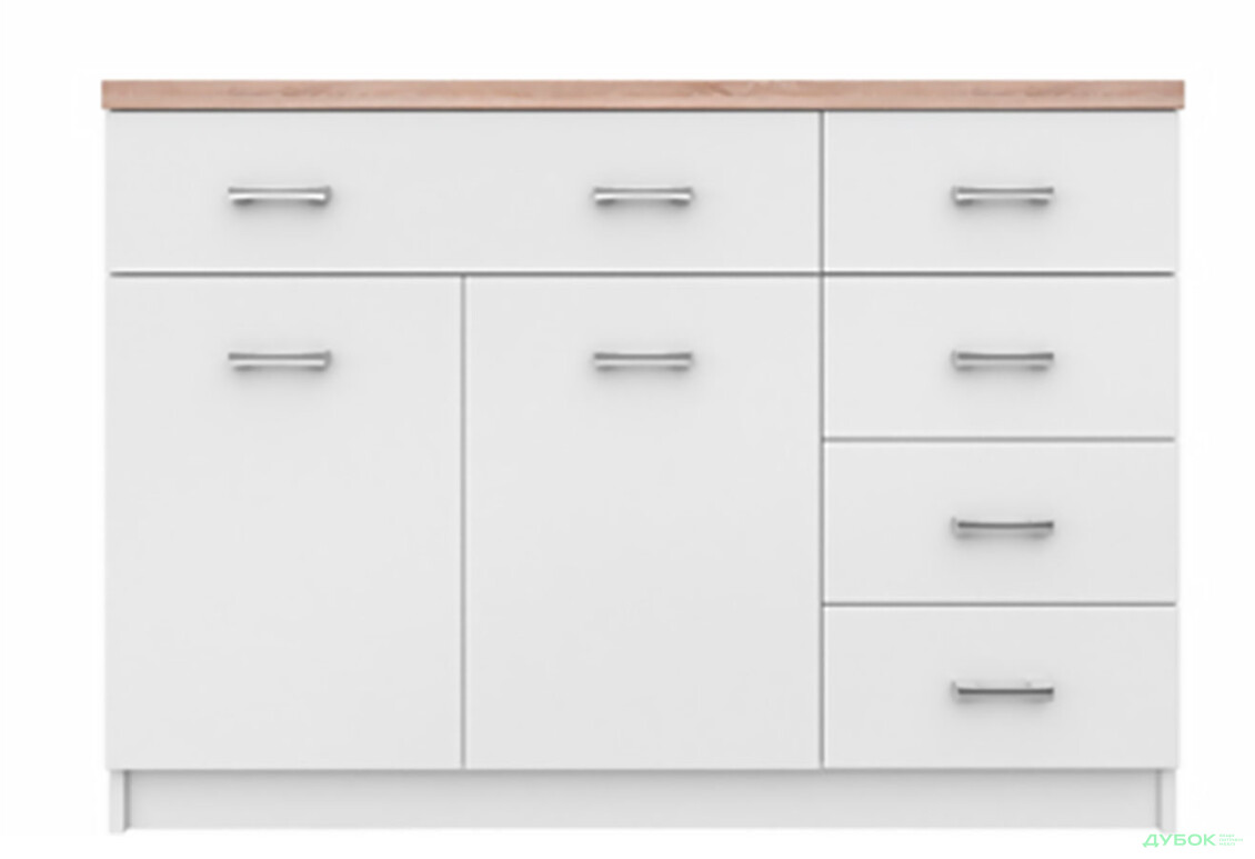 Комод VMV holding Топ-мікс 2-дверний з 5 шухлядами 120 см Білий - Зображення 1 Зображення 1 - Комод VMV holding Топ-мікс 2-дверний з 5 шухлядами 120 см Білий