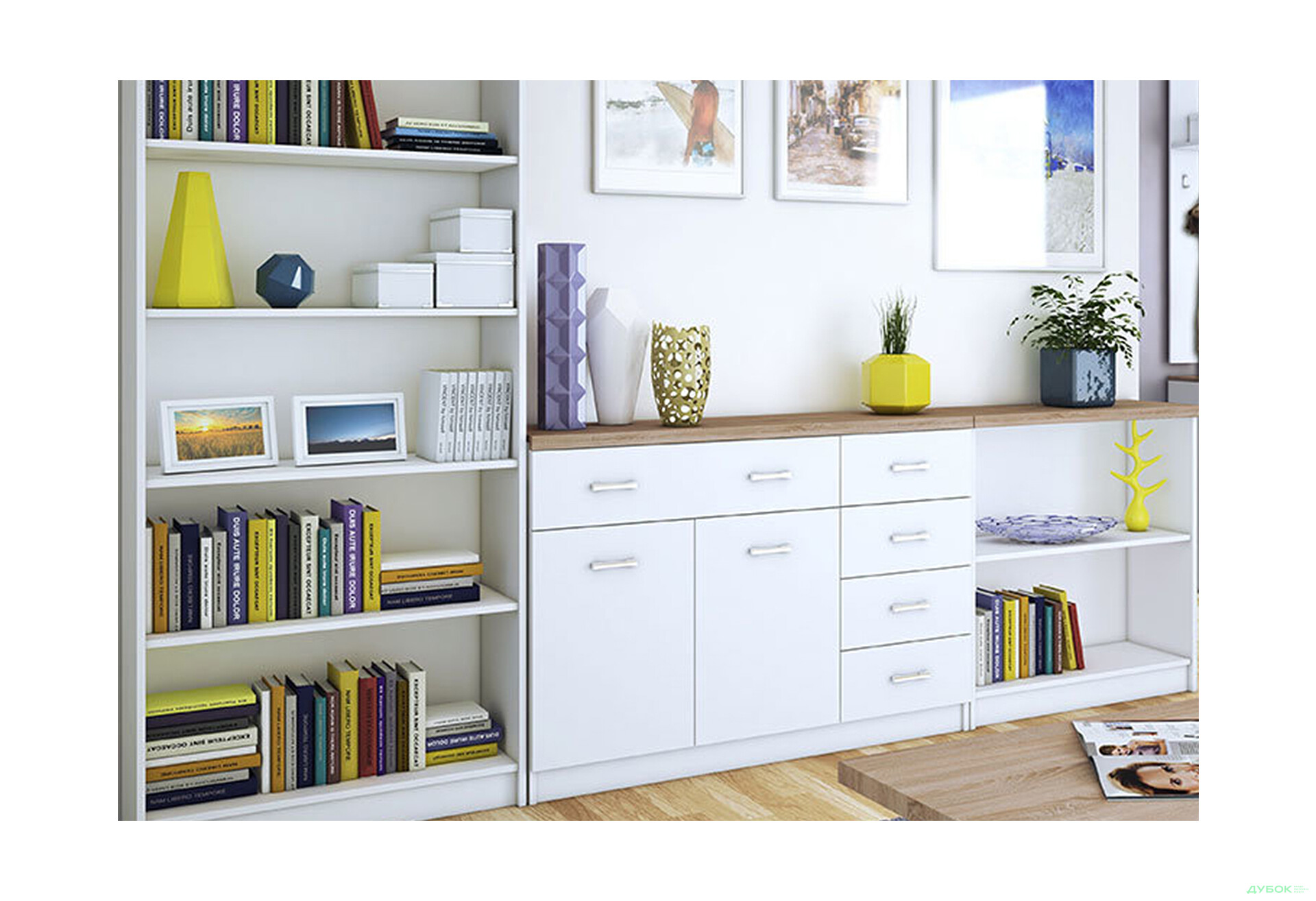 Комод VMV holding Топ-мікс 2-дверний з 5 шухлядами 120 см Білий - Зображення 2 Зображення 2 - Комод VMV holding Топ-мікс 2-дверний з 5 шухлядами 120 см Білий